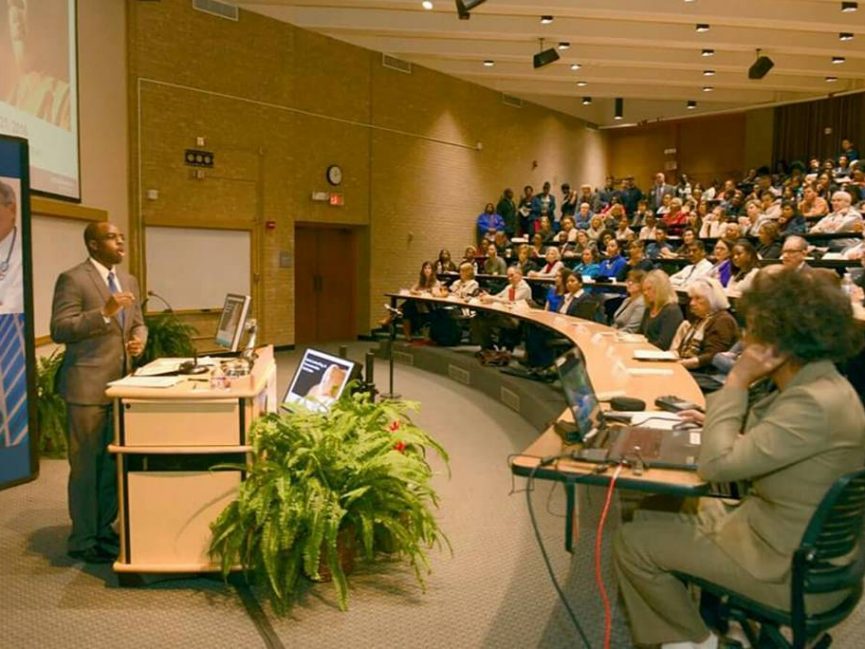 Dr. Dale addressing the UT Southwestern leadership and introducing the newest additions to the Black Men In White Coats project.